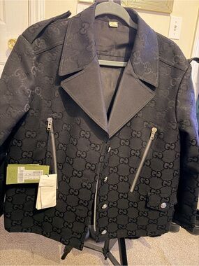 Gucci Dark Brown GG Jacquard Zip-Front Jacket